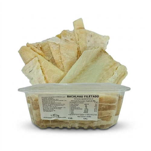 Bacalhau Do Porto Filetado 100% Limpo 1kg – Sem Pele e sem Espinhas
