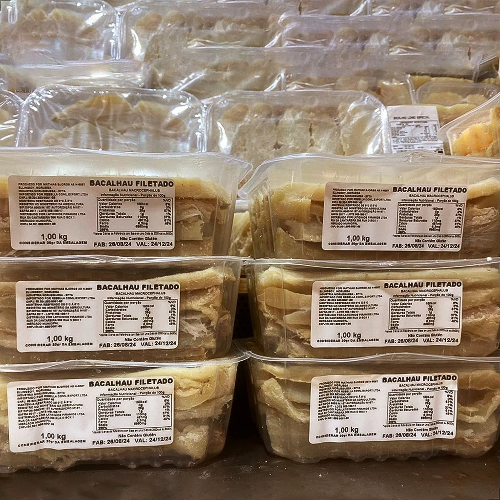 Bacalhau Do Porto Filetado 100% Limpo 1kg – Sem Pele e sem Espinhas