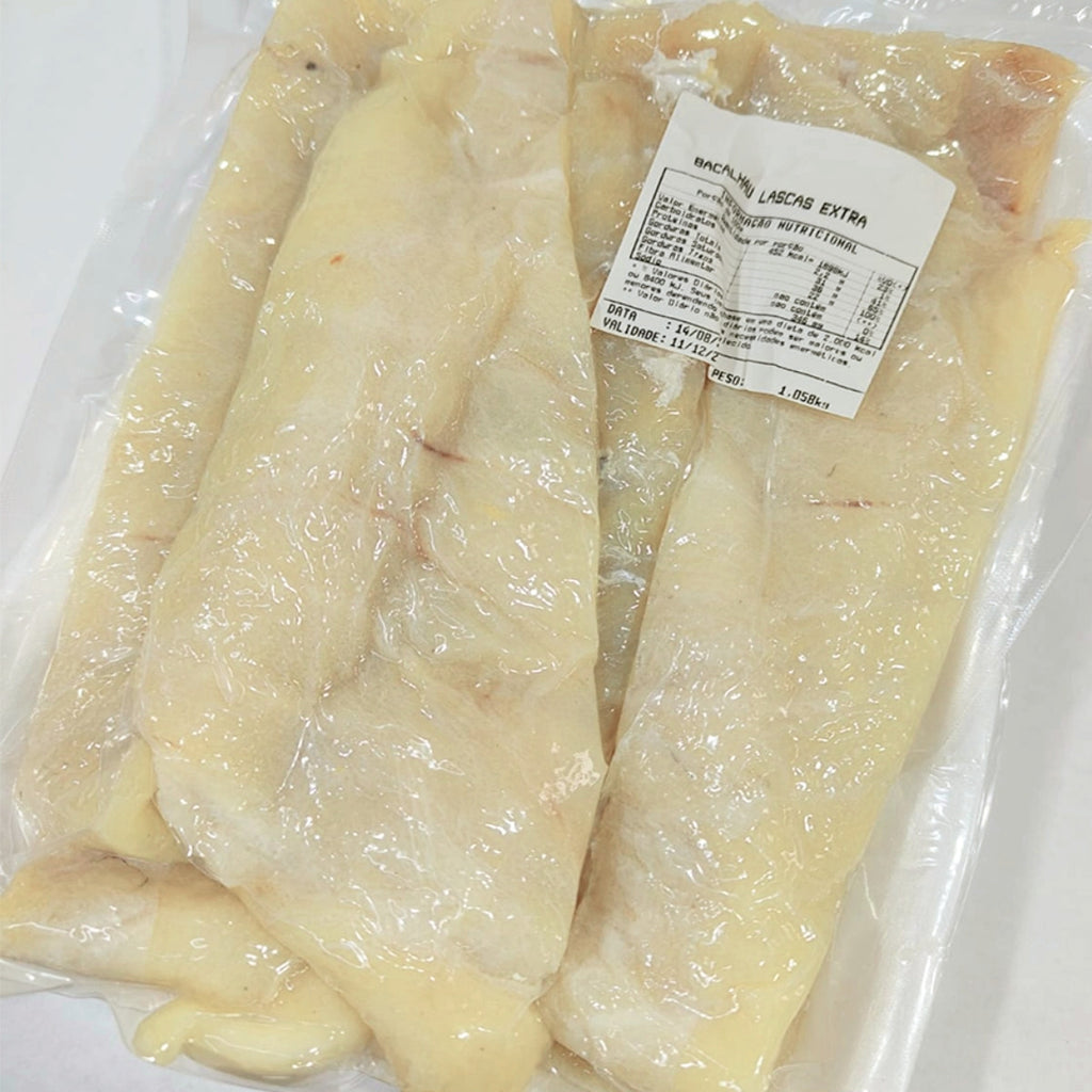 Bacalhau Gadus Mohua 1kg – Lascas Extra Larga  Sem Pele e Sem Espinhas