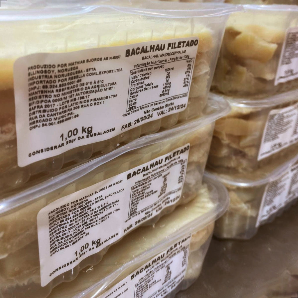 Bacalhau Do Porto Filetado 100% Limpo 1kg – Sem Pele e sem Espinhas