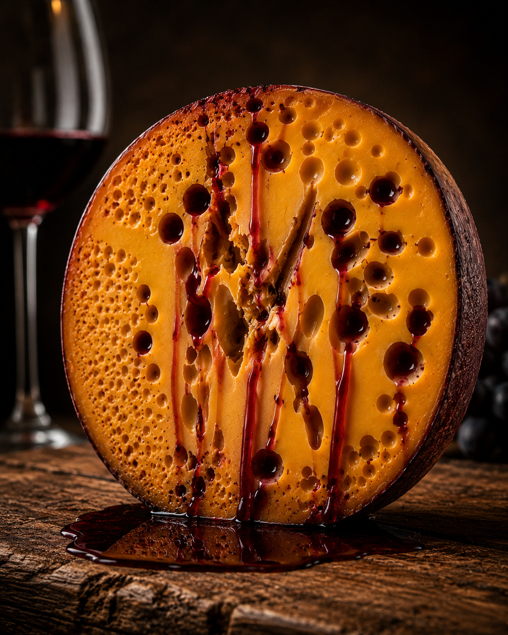 Queijo Ruby Francês Maturado no Vinho – Casca Roxa e Sabor Marcante