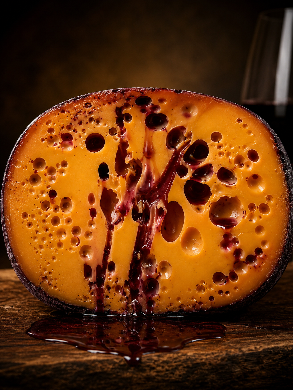 Queijo Ruby Francês Maturado no Vinho – Casca Roxa e Sabor Marcante