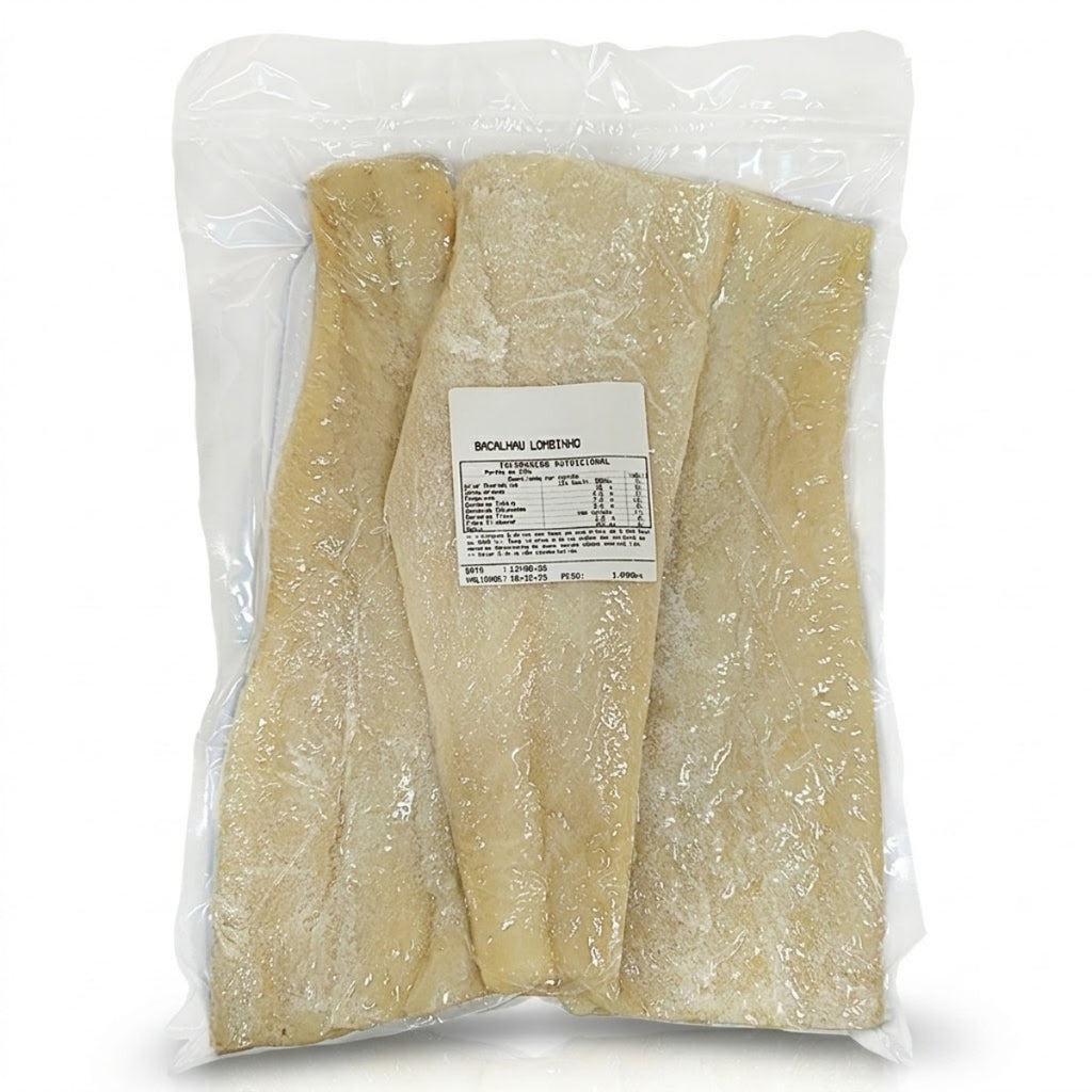 Lombinho de Bacalhau Gadus Morhua 500g – 100% Limpo sem Pele e sem Espinhas